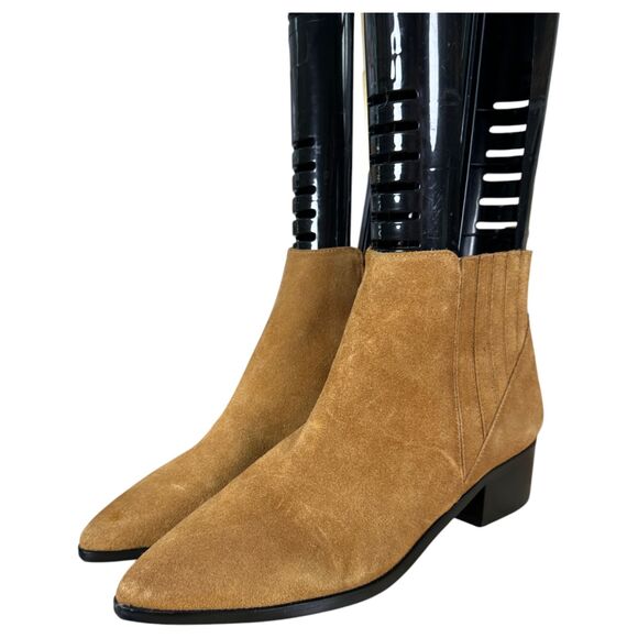 Marc Fisher Yolli Brown Suede Chunky Heel Booties Size 9 NEW without Tags - Picture 1 of 8